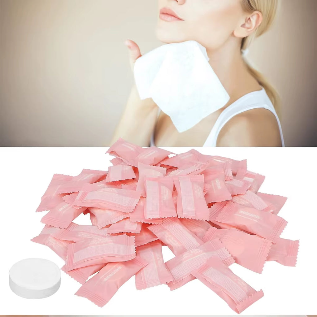 Compressed Towel Disposable Portable Face Towel Cotton Coin Tissue Suitable for Travel Camping Hiking Sports Beauty Salons