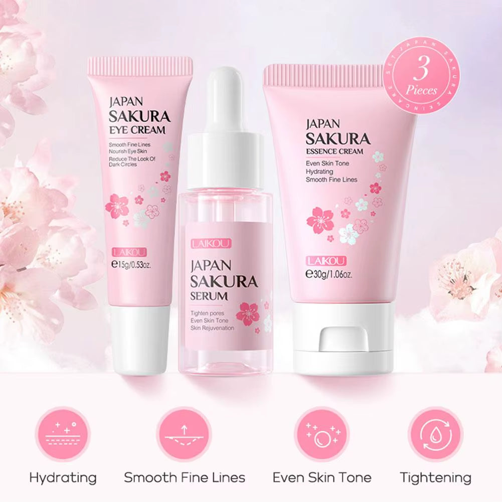 Sakura Skin Care Sets & Kits with Cleanser,Serum,Eye Cream,Essence Cream Beauty Products for Women Face Skin Care Set