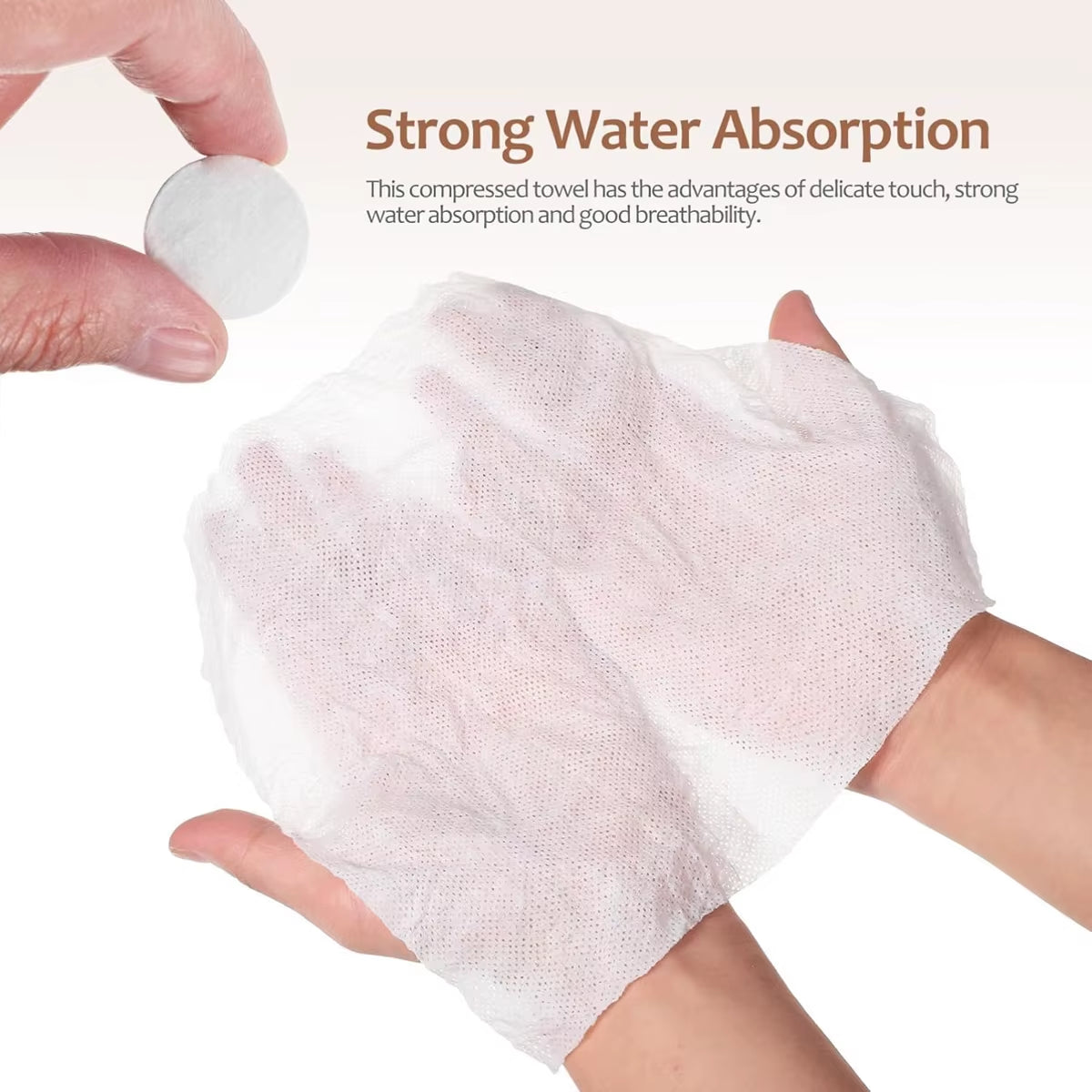 Compressed Towel Disposable Portable Face Towel Cotton Coin Tissue Suitable for Travel Camping Hiking Sports Beauty Salons